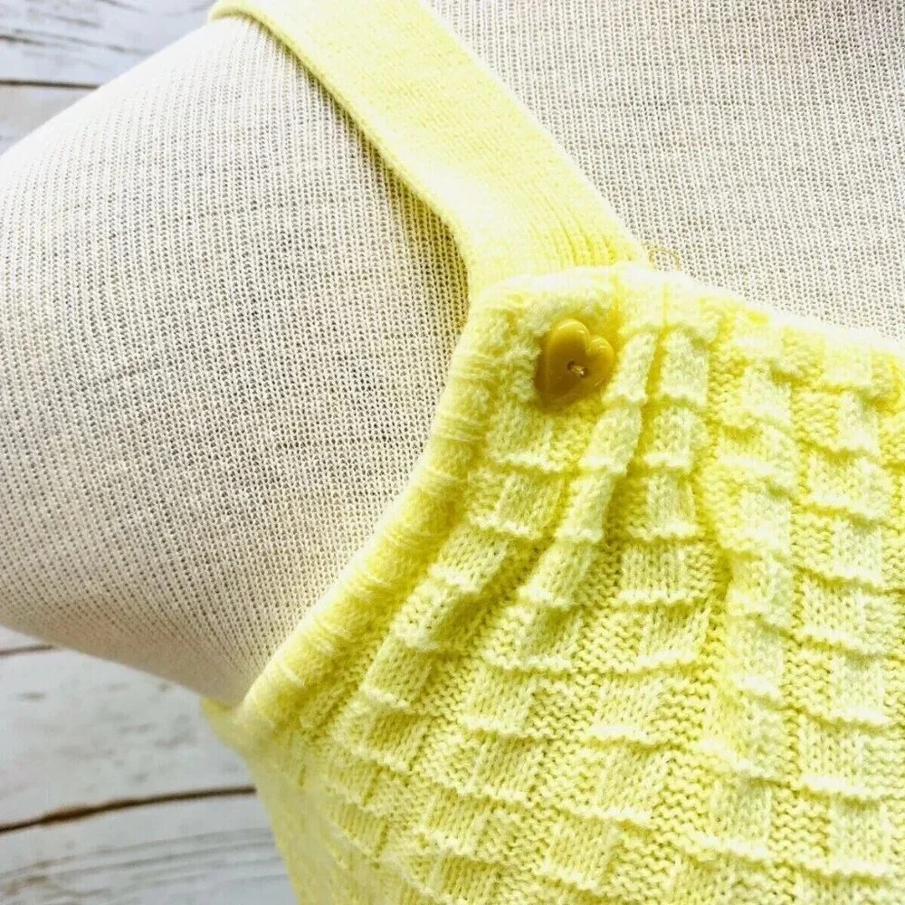 Women Sleeveless Pull Over 100% Acrylic Fiber Yellow Knitted Top Size Small  Qua - Picture 4 of 12